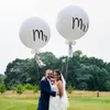 Party Decoration 1 stks / partij 36inch Goede Kwaliteit Ronde Witte Print Mrmrs Latex Ballonnen Happy Wedding Valentijnsdag Event Air Globos Jup