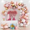 Macaron Pink Balloon Garland Arch Kit Grattis på födelsedagen Party Decor Kids Baby Shower Latex Ballon Chain Wedding Party Supplies 211216