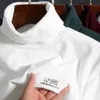 Bottomed shirt men's autumn and winter high collar de velvet warm top long sleeve Plush slim fit t-shirt trend inner match