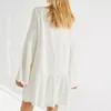 Kobiety Ruffles Długi Flare Rękaw Mini Sukienka Wiosna Summer Casual Solid O-Neck Kobieta Loose White Boho Sukienka Beach Vestidos 210416