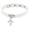 Wholesa Sexy Halsketten mit Kreuz-Anhänger, dunkler Punk-Halsband für Frauen, verstellbar, weiches PU-Leder, süßer Party-Gothic-Schmuck