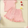 Clothing Sets Baby & Kids Baby, Maternity Girls Solid Color Outfits Children Ruffle Sleeveless Tops+Shorts 2Pcs/Set Summer Fashion Boutique