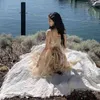 여름 세련된 Boho 스파게티 스트랩 자수 여성 Tutu 드레스 시폰 민소매 숙녀 플로랄 드레스 로브 Vestidos 210521