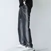 [EAM] Black Denim Casual Do Old Loose High Waist Wide Leg Jeans Loose Women Trousers Fashion Spring Autumn 1DD7632 21512