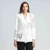 Plus Size Blazer für Frauen Kerbkragen Langarm aushöhlen asymmetrischer Mantel weibliche Modekleidung 210524