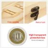 100PCS Commemorative Coin Set Collection Box Adjustment Pad Wooden Case s Storage 210922