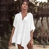 Casual Bikini Cover-Ups Túnica de Algodão de Algodão Túneo Tops Pareos Elegante Sexy Plus Size Wear Swim Suit Cover Up Q1100 210420