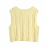 Elegant Women V-Neck Sweater Vests Fashion Ladies Twist Knitted Tops Streetwear Female Chic Solid Yellow Loose Tanks 210427