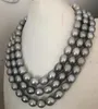 10-11mm Barok Sea South Silver Grey Pearl Naszyjnik 48inch Choker Biżuteria ślubna