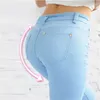Szczupła talia dżinsy dla kobiet chudy niskiej kobiety niebieskie dżinsowe spodnie ołówek rozciągliwy plus rozmiar 210708