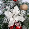 Christmas Decorations LuanQI 5Pcs Glitter Artifical Flowers Xmas Tree Pendant For Home Navidad Ornament Year Gift