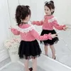 Blusa para niñas a cuadros para niña Manga acampanada Camisas para niños Ropa de otoño Ropa Fiesta 6 8 10 12 14 210527