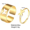 Ins Trendy Goud Zilver Butterfly Ringen Voor Vrouwen Mannen Liefhebbers Paar Ringen Set Vriendschap Engagement Bruiloft Open Ringen 2021 Sieraden