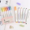 Highlighters 6pcs/set Highlighterspen Pastel Markers Fluorescent Supplies Painting Stationary High Pen Drawing School Capacity Watercolo C5l