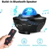 Laserbelysning Starry Sky Projection Atmosfär Lampa Bluetooth Music USB Fjärrkontroll Flame Vattenmönster Led Holiday Christmas Night Light