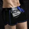 Shorts masculinos gymohyeah 2022 vender homens esportes sexy de imitação de couro rápido seco calça curta homme boxer casual m-3xl