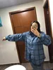 Qnpqyx vårhöst Nya Kvinnor skjorta Korea Originalull Plaid Shirt Loose Oversized Blouses Long Sleeve Jacka för kvinnor