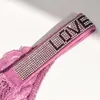 Sexy Women Underwear Letter Rhinestone Lace Thong Transparent T-back Female Low Rise LOVE G-string Panties Soft Black Lingerie Women's