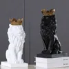 Современная статуя животного из смолы, Золотая Корона, фигурка черного льва для украшения дома, аксессуары, декор для гостиной, стола 210827