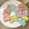 Set pigiama a righe in cotone per bambini autunnali Abbigliamento elastico per il tempo libero per ragazzi e ragazze, set da 2 pezzi 211130