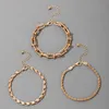 3pcs/sets New Trendy Gold Color Alloy Metal Bracelets for Women Hollow Geometric Adjustable Jewelry Accessories