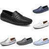 Sapatos Masculinos De Couro De Condução Ervilhas Casual Sola Macia Moda Preto Marinho Branco Azul Sier Amarelo Cinza Calçado All-match Preguiçoso Cross-border322