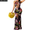 Mode Ankunft Kleid Frauen Sexy Floral Gedruckt Lange mit Krawatte Seil Clubwear Backless es für Elegante 210515
