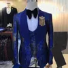 Przyjazd Mężczyźni Garnitury One Button Groom Tuxedos Szal Lapel Groomsmen 3 Sztuk Ślubne (Kurtka + Spodnie Kamizelka muszka) D292 Męskie Blazers