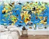 3d خلفيات مخصص صور جدارية خريطة العالم غرفة الأطفال خلفية جدار روضة الأطفال الديكور خلفية للجدران في لفات الجدار الزخرفية