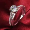 Cluster Rings VS1 F 1CT Genuine 18K White Gold Ring Bonzer 4 Prongs Brand Quality Jewelry Moissanite Diamond Anniversary Women Edwi22