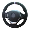 Hand-Stitched Anti-slip Black Genuine Leather Suede Car Steering Wheel Cover For BMW F20 F21 F22 F23 F30 F31 F34 F32 F33 F36