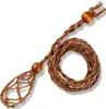 Eco-friendly 100% linho cordão cordão colar intercambular macramable cânham crystal pingente bolsa net colar