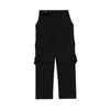 Pantalon Cargo décontracté Harajuku multi-poches fermeture éclair latérale droite hommes haute rue surdimensionné Baggy pantalon Hip Hop solide noir