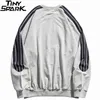 Hommes Hip Hop Rayé Patchwork Sweat Streetwear Lettre Imprimer Pull Harajuku Coton Printemps Mode Mince Sweat Shirt 211106