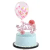 Autres Fête Fête Fournitures de fête Baby Anniversaire Cake Card Décoration Ensemble Happy Gold Rose Ballons paillettes 8 pièces