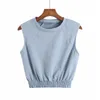 Women Summer ZA Shorts Blouses Shirts Tops Sweet Solid Sleeveless O-Neck Tunic Female Vintage Casual Street Top Blusas Clothing 210513