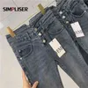 Markendesign Frauen Denim Jeans Hosen hohe Taille Dehnung Frauen Dünne Hosen schlanker Leggings grauer Bleistift 211129