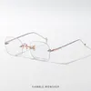 70% Off Online Store Korean rimless glasses Jennie GM square myopia frame anti blue light eye protection radiation flat337t