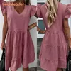 Urso Líder Maternidade Senhoras V-Pescoço Vestidos Moda Ruffles Polka Dot Casual Mulheres Trajes Sem Mangas Mulher Vestidos 210708