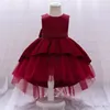 女の子のドレス女の女の子のための1歳の誕生日ドレスプリンセスレースTUTU PETTISKIRTロングフォーマルボウノットパーティーキッズ服264H