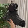 Женщины дизайнерские стилист ROIS ботинки лодыжки нейлоновые карманные черные ботинки военные вдохновлены боевые ботинки нейлоновые мешочки прикрепленные съемные сумки зима толстые туфли A232
