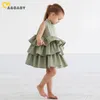 1-6y verão criança criança crianças meninas tutu vestido sem mangas turtleneck ruffles viajar feriado es para 210515