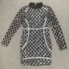 Elegante Fahion Vrouwen Jurk Sexy Party Club Celebrity Dames Kleding Lange Mouw Bodycon Beading Mesh Herfst Winterjurken 210515