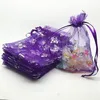 100 pçs / lote malha malha organza saco de presente de casamento com cordão jóias colar bolsa reutilizável cosméticos pacote de armazenamento