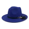 Wide Brim Fedora Cap With Fur Belt Trilby Hats Women Elegant Hat Winter Autumn Vintage Felt Caps Jazz Panama SH20049