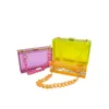 DHL المحمولة حقيبة أكريليك شفافة للنساء أزياء شخصية سلسلة أكياس مساء مربع صغير 7 اللون