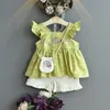 Sleeveless Girls' Clothes Set Summer Baby Girl Fashion Polka Dot Printed Sling Top With Shorts 2Pcs + Free Bag 210515