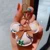 Mouse Design Car Keychain Flower Bag Pendant Charm Jewelry Keyring Holder For Women Men Gift Fashion PU Leather Animal Key Rings Accessories