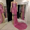 Дизайнер Серебряное сексуальное платье выпускного вечера Русалка Rose Sweep Erain Коктейль Африканские Черные Девушки Вечернее Носите платья для вечеринки Ночь