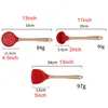 Cooking Utensils Spatula Soup Spoon Heat-resisting Non Stick Silicone Wooden Handle Kitchen Shovels Colander Kitchenware KKB6773